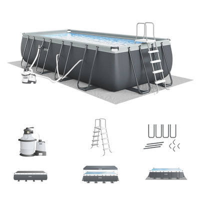 Intex 18' x 9' x 52'' Ultra XTR Rectangular Frame Swimming Pool Set with Pump