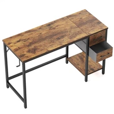 Home Office Desk with 2 Drawers, 47 Inch Small Computer Desk, Writing Study W...