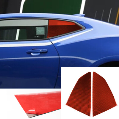 2× For Chevrolet Camaro 2017+ Red Carbon Fiber Window Louver Shutter Panel Cover