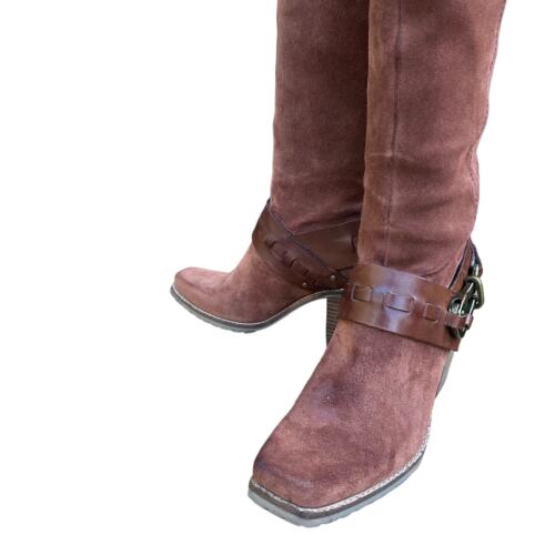Jessica Simpson boots size 8 knee high harness equestrian brown suede western - Picture 5 of 16