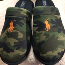 Mens Polo Ralph Lauren Memory Foam Slide On Clog Slippers Camo Size 10