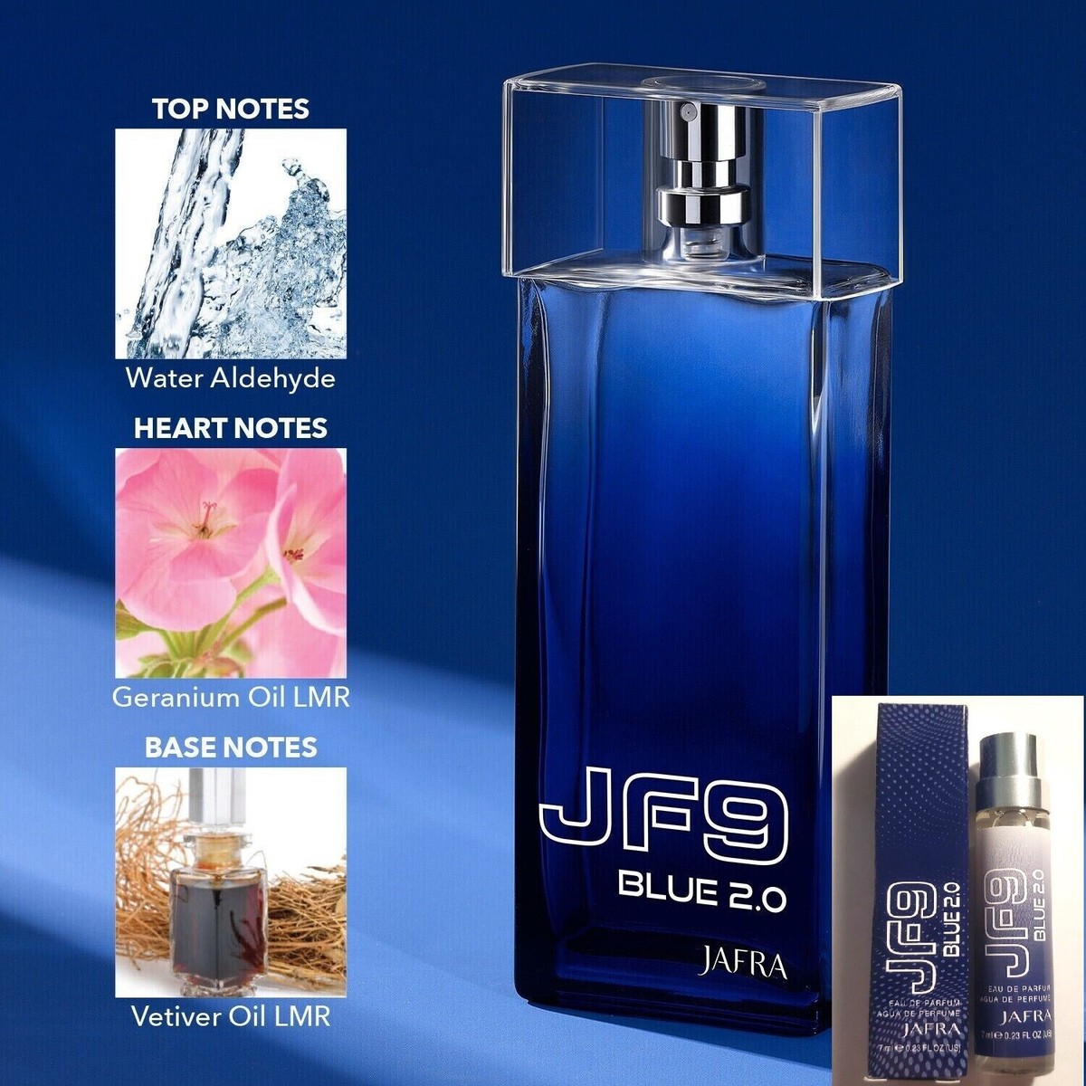 JAFRA JF9 BLUE 2.0 Cologne For Men 3.3 fl. oz. 100 ml. + FREE MINI