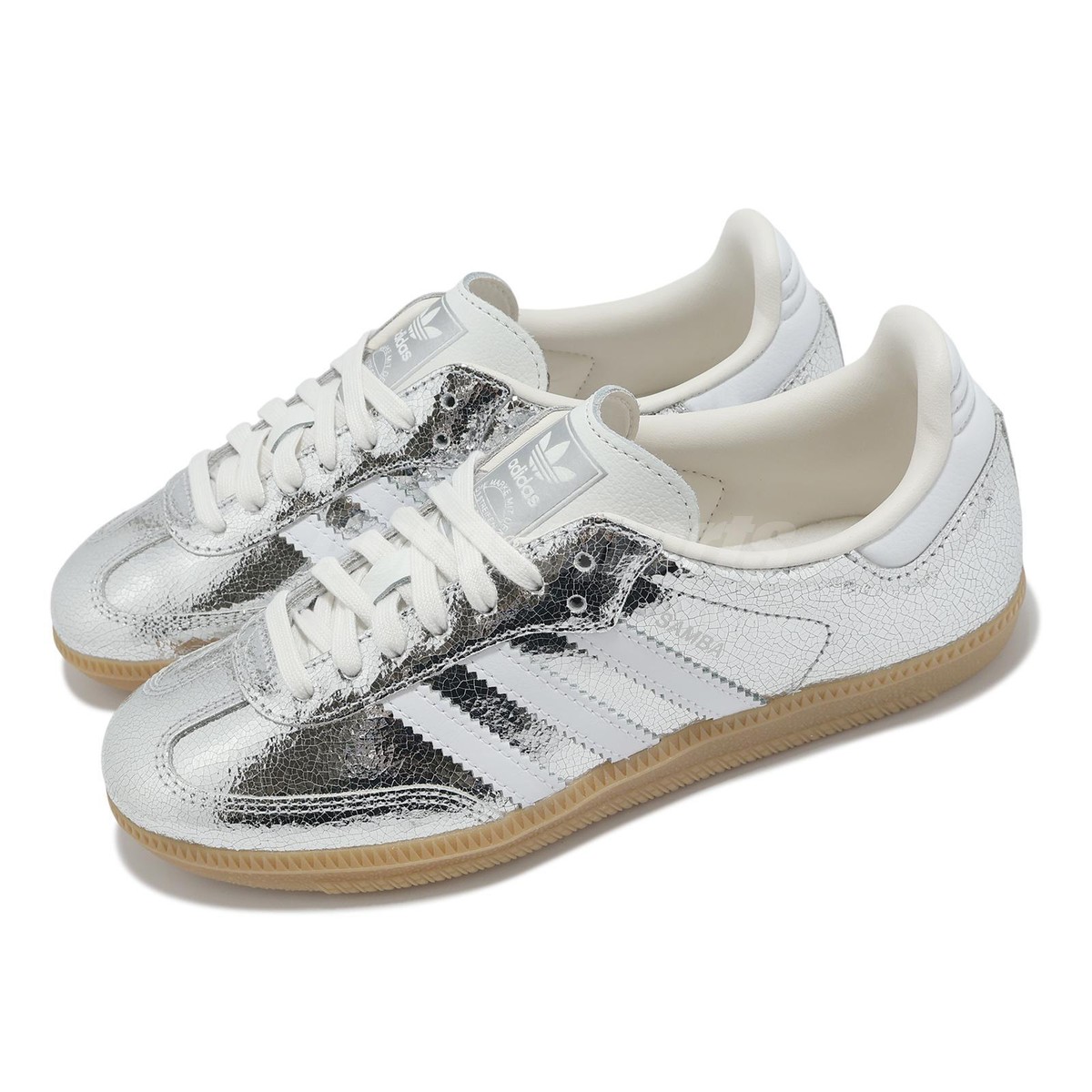 adidas Originals Samba OG W Silver Metallic Cracked Leather Women 