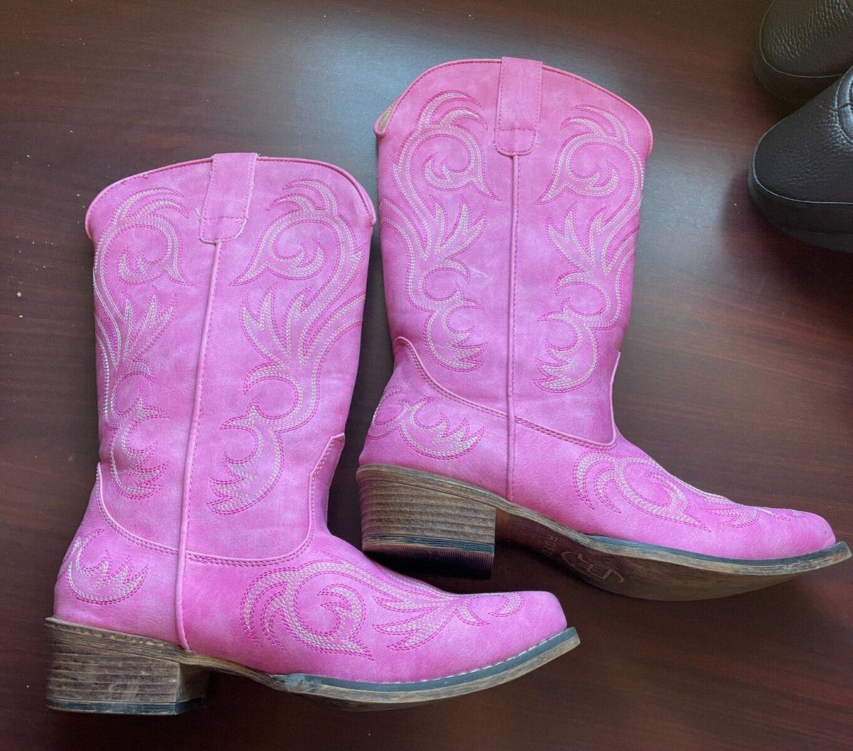 Bottes Cowboy Western Roper Femme – 9 US – Cuir Rose – Fait Main Mexique