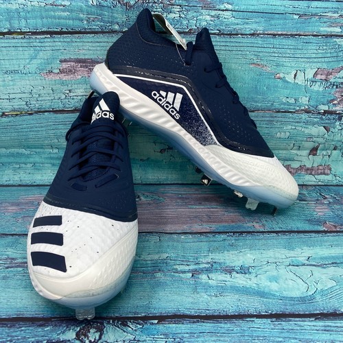 adidas Chaussures de Baseball Femme Icon V Bounce TPU Crampons, Bleu Blanc US Taille 12 NEUF - Photo 3/9