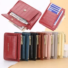 Womens Small Leather Wallet Credit Card Holder Zipper Purse Coin Purse Handbag