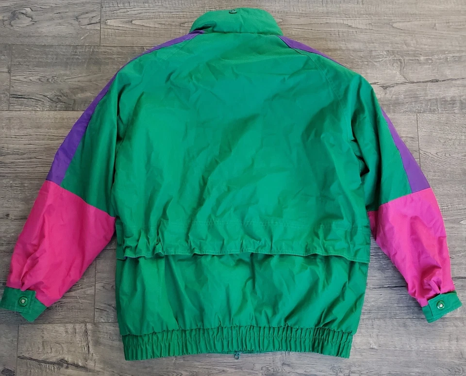 Chaqueta de esquí cortavientos con capucha forrada en bloques de colores Pacer vintage para mujer talla M nailon  Foto 4 de 4