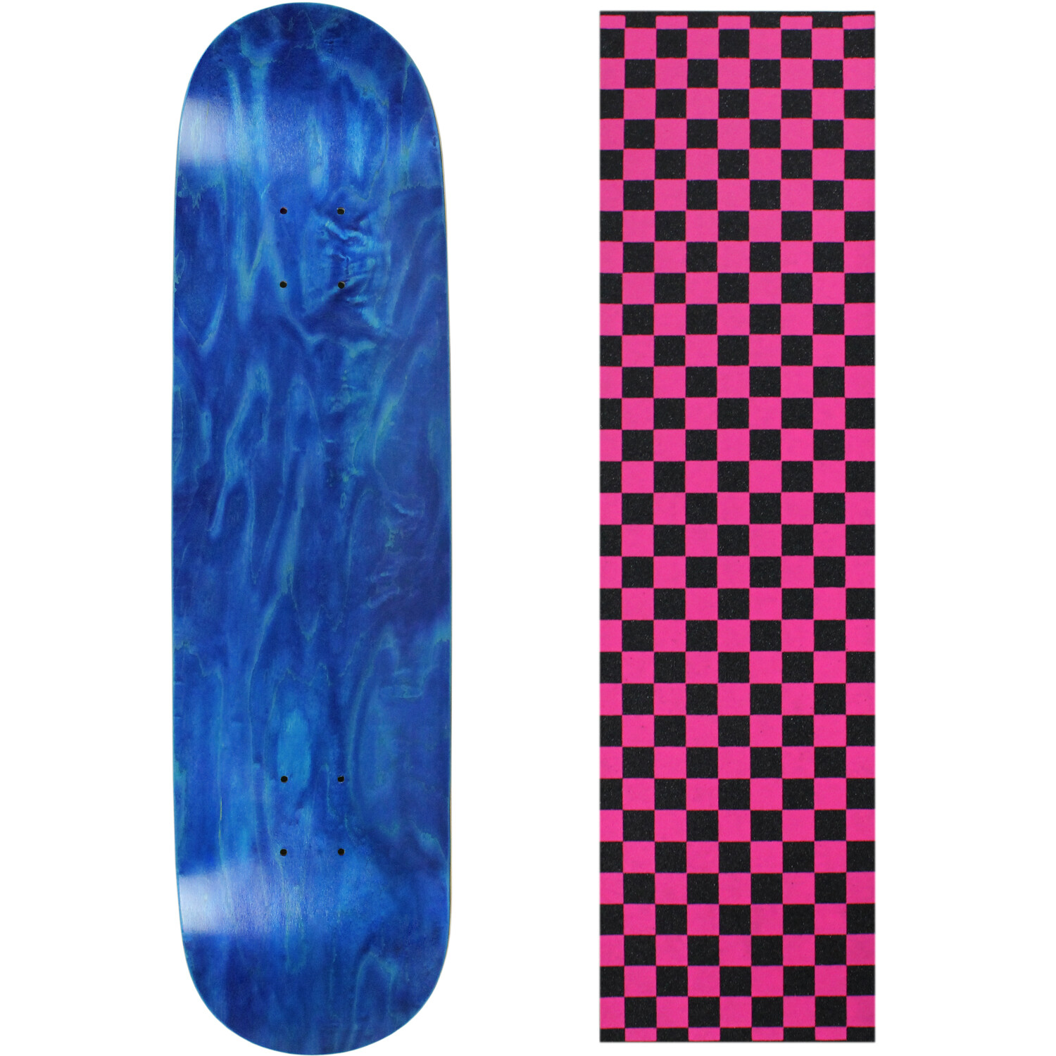 Skateboard Deck Pro 7-Ply Canadian Maple STAINED BLUE With Griptape 7.5" - 8.5"