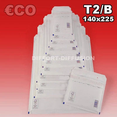 Lot 200 Enveloppes à bulles pochettes Blanches ECO 120x215 mm 2/B (ext. 140x225)