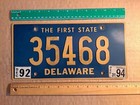 License Plate, Delaware, The First State, Raised, Riveted Replacement Pl8, 35468