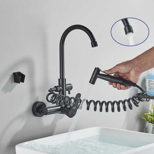 Rubinetto da cucina estraibile 360° doccia montaggio a parete miscelatore monocomando DHL - Foto 44 di 86