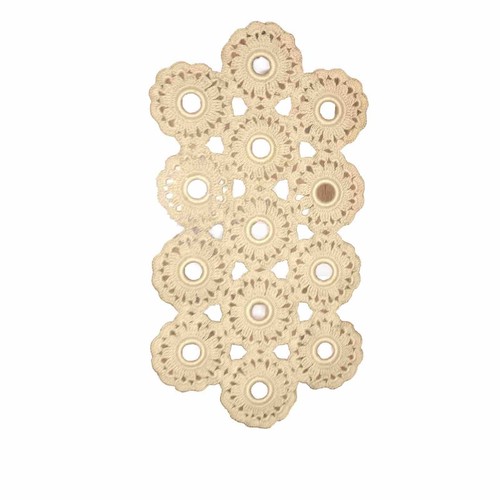 Hand Crocheted Table Topper Runner Ecru 15.5”x8” Circles Excellent Condition - Picture 3 of 3