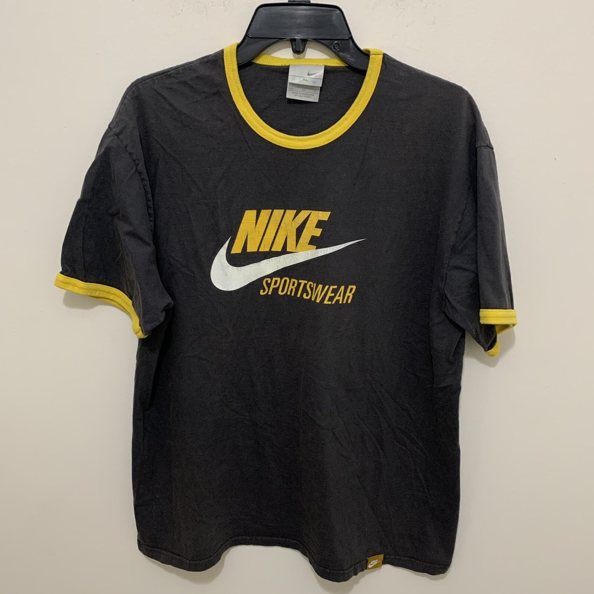 Vintage Nike Yellow And Black Nike Shirt 90s Nike T-Shirt Yellow XXL