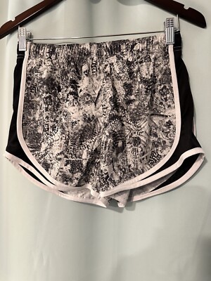 Nike Running Shorts Womens Dri FIT Tempo Printed 3 Inch Black Photon Dust Sz XS