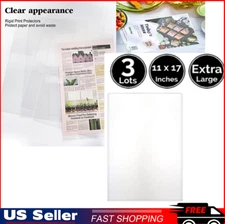 11 x 17 INCH Extra Large Size Rigid Plastic Protector Sleeve For Poster 3 Lots