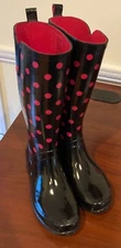 WINTER SNOW RAIN WINTER BOOT Black Capelli New York Red Polka Dot W/Bow Size 6