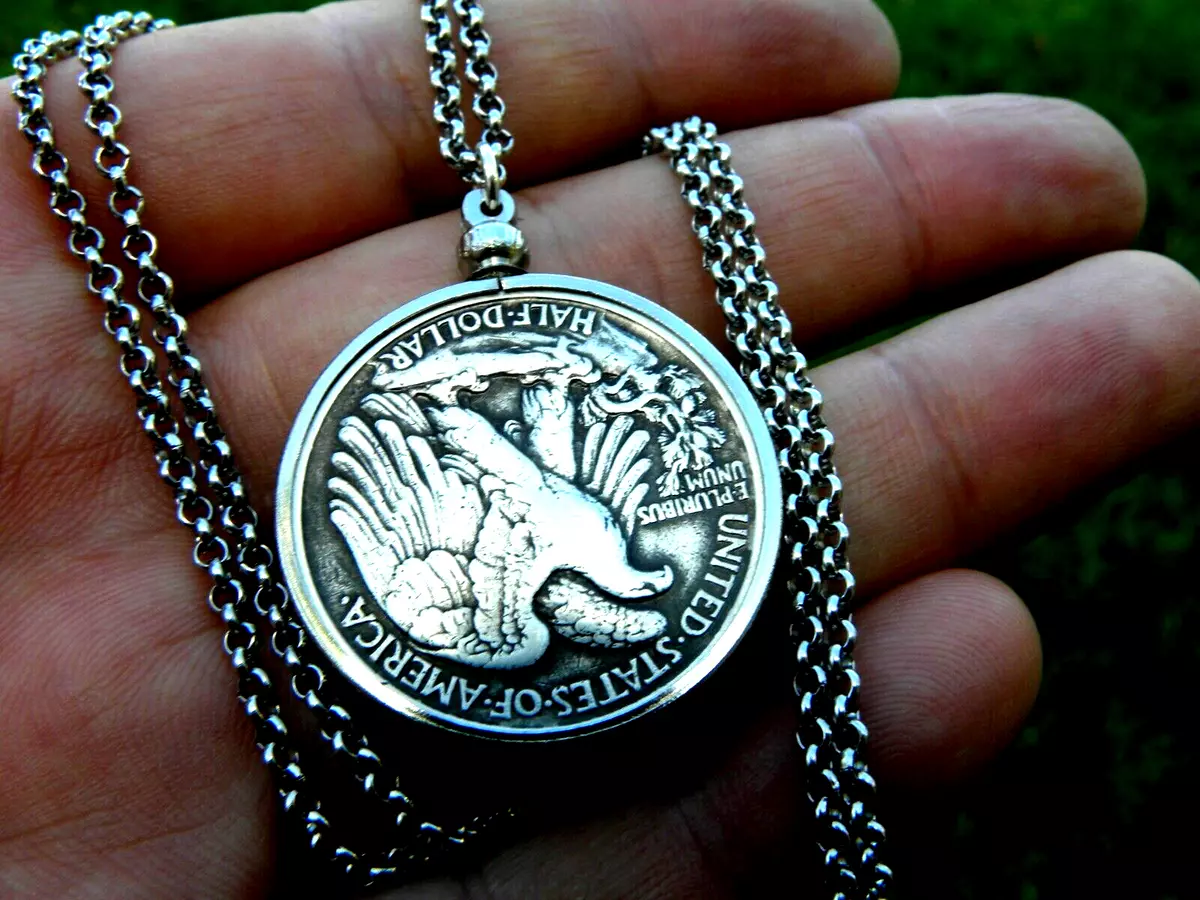 Silver dollar coin necklace discount