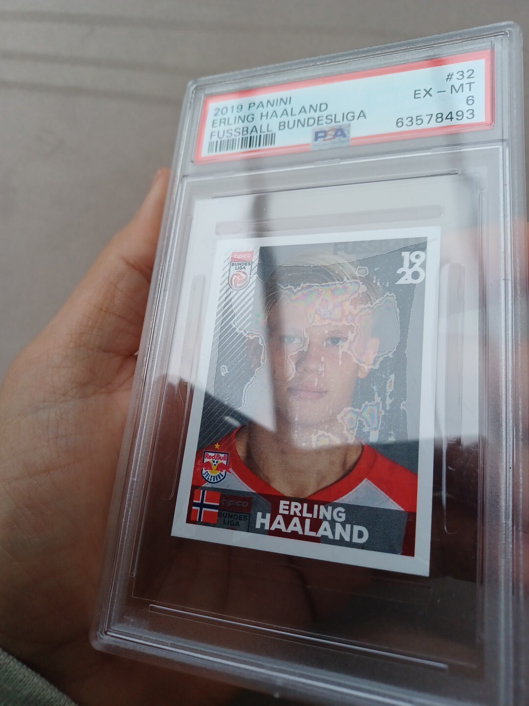Erling Haaland Rookie #32 Panini Football 2019-20 Image PSA 6 RC view 4