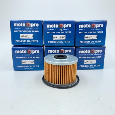 6 Pack Moto Pro MP-112/113 Motorcycle Oil Filter Replaces CH6012 KN-112