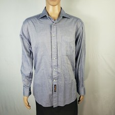 Tommy Hilfiger Dress Shirt Mens L Large 16 34 35 Blue Long Sleeve Button Up