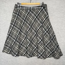 Jones Wear Size 12 Wool Blend Skirt Gray Plaid Career Academia Pink Black Modest