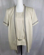 Sag Harbor Womens Top 2 in 1 Layered Open Front with Chain Belt Sz 10 Granny