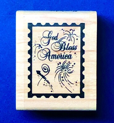 NEW! GOD BLESS AMERICA POST STAMP by STAMPINGTON 4th of July song patriot USA