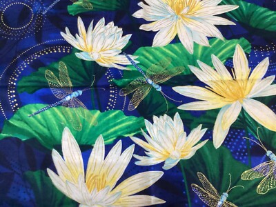 Moonlight Serenade Metallic Libellen Baumwolleinsatz von Kansas Benartex wunderschön