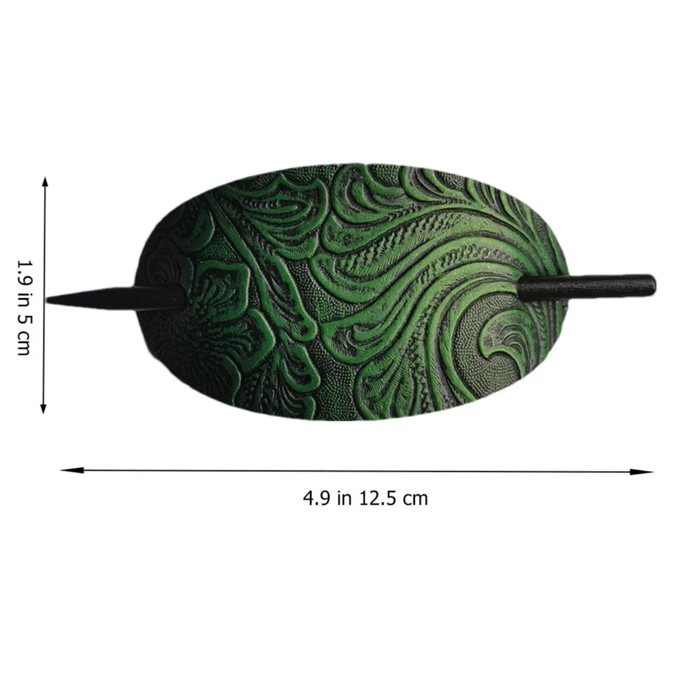 Leather Hair Barrette With Stick Vintage Elegant Temperament Hair Accessories - Image 3 of 4