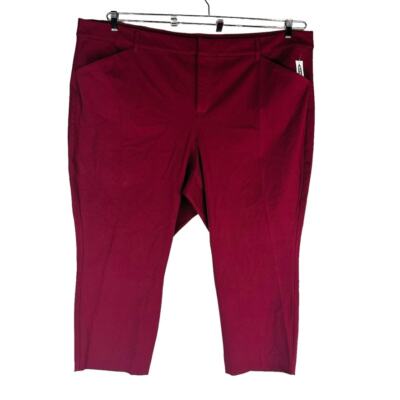 New Old Navy Womans Sz 28 Plus Short Pixie Pants Wine Ankle Stretch NWT
