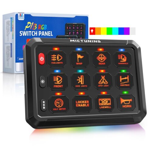MICTUNING P1B RGB 12 Gang Switch Panel, Toggle Momentary Relay System Box - Picture 3 of 24