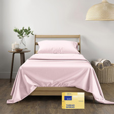 Egyptian Cotton Twin Sheets Set - 600 TC, Deep Pocket, Soft Blush Color