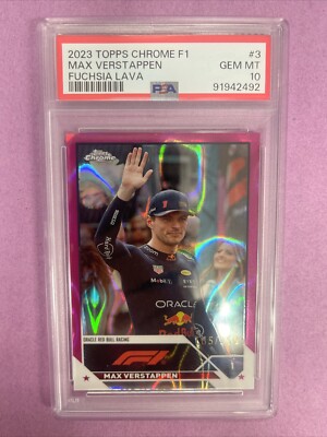 2023 Topps Chrome F1 Max Verstappen #3 FUCHSIA LAVA 185/250 PSA 10