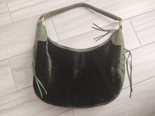 Via Spiga Green Velvet & Suede Shoulder Hobo Handbag.   Size 10x13x3