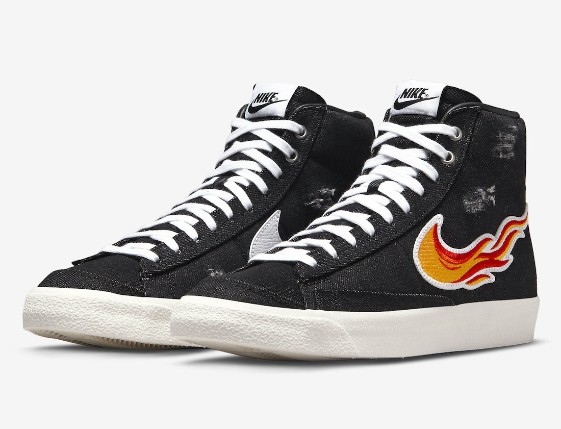 Nike Blazer Mid 77 VNTG Cleveland Rocks Denim Flames Fire Nike Blazer Mid 77 VNTG Cleveland Rocks Denim Flames Fire