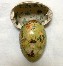 Antique 1920s German Paper Mache Easter Egg Box Candy Container : Children
