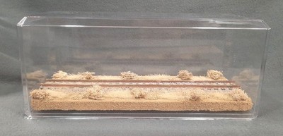 S SCALE  13'' SINGLE TRACK  DISPLAY CASE- ''DESERT SCENE''-FOR  ANY S TRAINS
