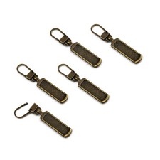 5 PCS Metal Zipper Pull Replacement Small Holes Detachable Repair Bronze