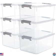 Citylife 6 Packs 17 QT Plastic Storage Bins with Lids Large Stackable Storage