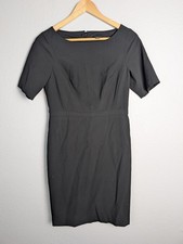 Ann Taylor Dress Womens 2P Black Knee Length Sheath Boat Neck Lined Workwear