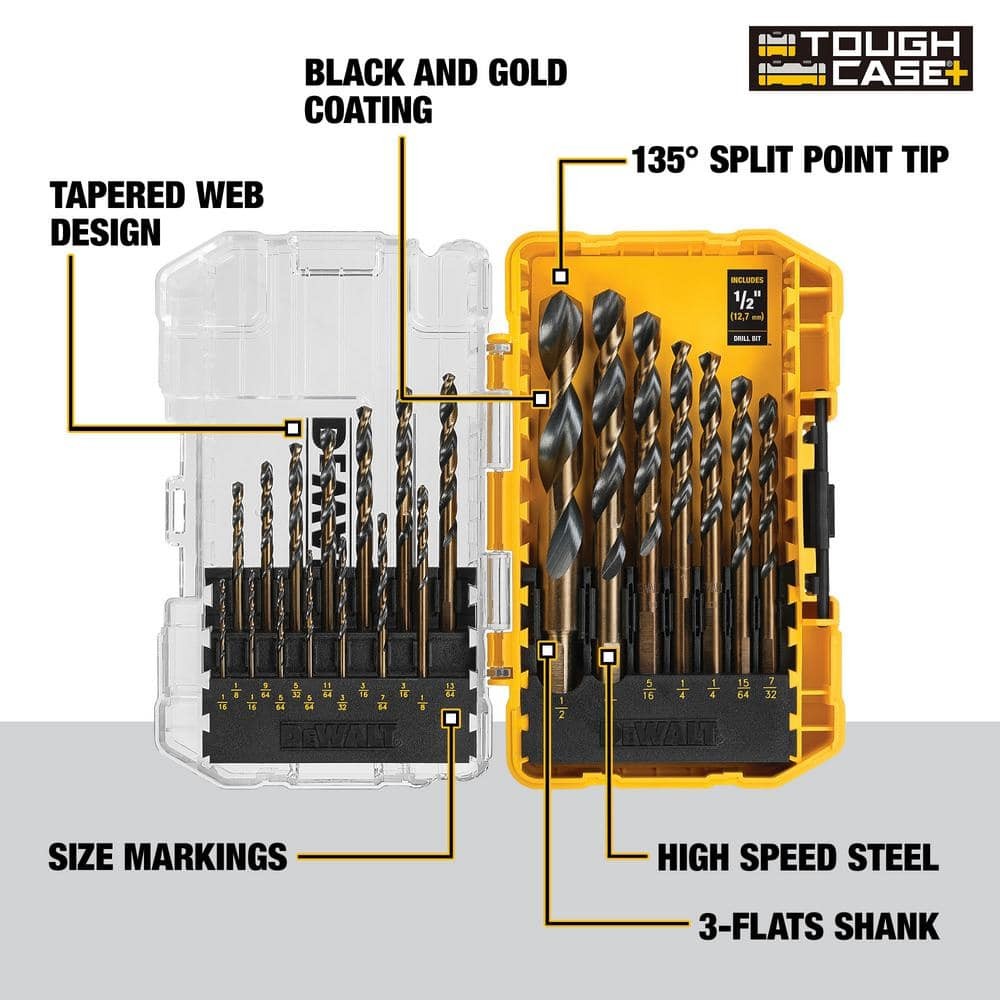 DEWALT Black and Gold Twist Drill Bit Set (21-Piece) | eBay