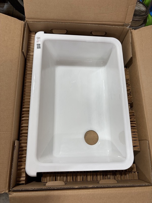 KOHLER K-5827-0 Whitehaven Farmhouse Self-Trimming Cast Iron Sink White