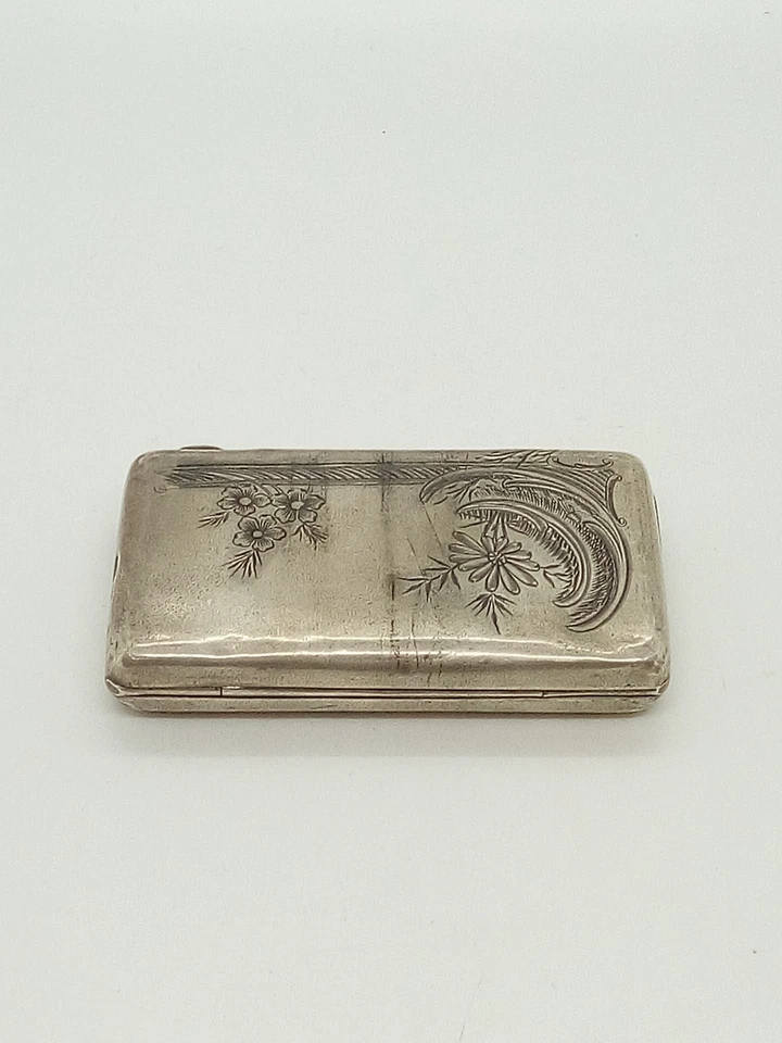 Редкий царский русский серебряный футляр для карт, ручная гравировка 84 золотника, конец 19 века. - Изображение 3 из 4