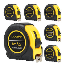 Lichamp 27FT/8M SAE and Metric Tape Measure 6 Pack, Retractable and Easy Read Me