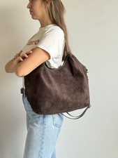 Borsa Da Donna In Pelle Scamosciata, Grande Borsa Vera Pelle