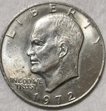 72 Eisenhower Dollar Coin Eisenhower Dollar Coin No Mint Mark 1972 With Model...