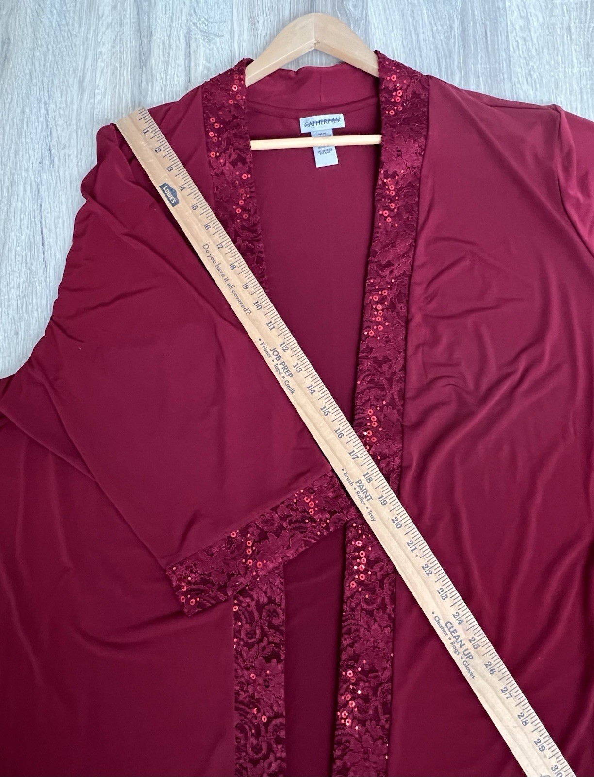 Catherines Sequin Lace Trim Red Open Front Cardig… - image 8