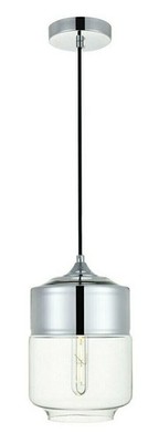 Pendant Chrome and Glass Shade Shop Garage Living or Dining Room Light Fixture