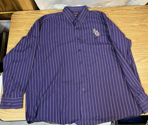 CAMISA DE VESTIR LSU TIGERS ANTIGUA HOMBRE’s Botón Delantero Manga Larga PÚRPURA CUADROS XL! - Imagen 1 de 8