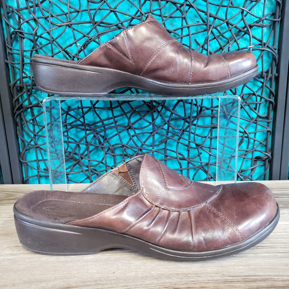 Clarks Artisan Good Year Wedge Brown Slip on Mules Womens Sz 11 N  #85120 BOHO - Image 2 of 4